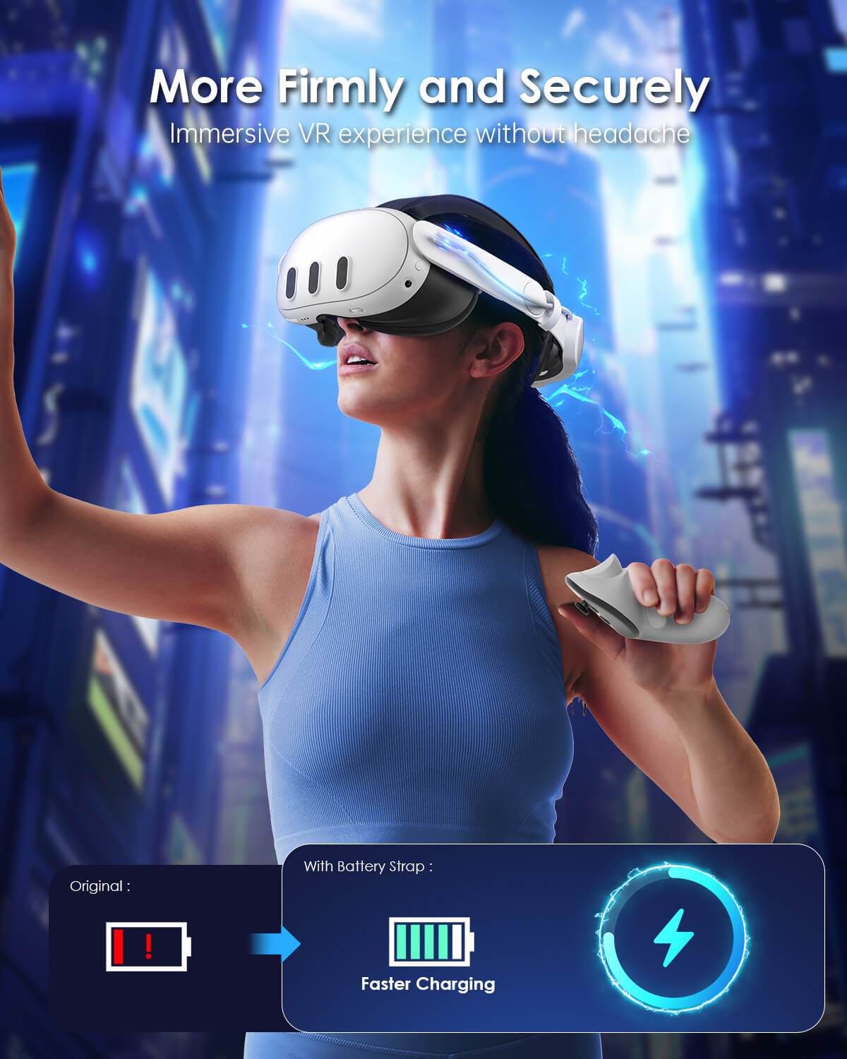 MaeckerVR Elite Head Strap with 6000mAh Battery for Meta Quest 3 - MaeckerVR