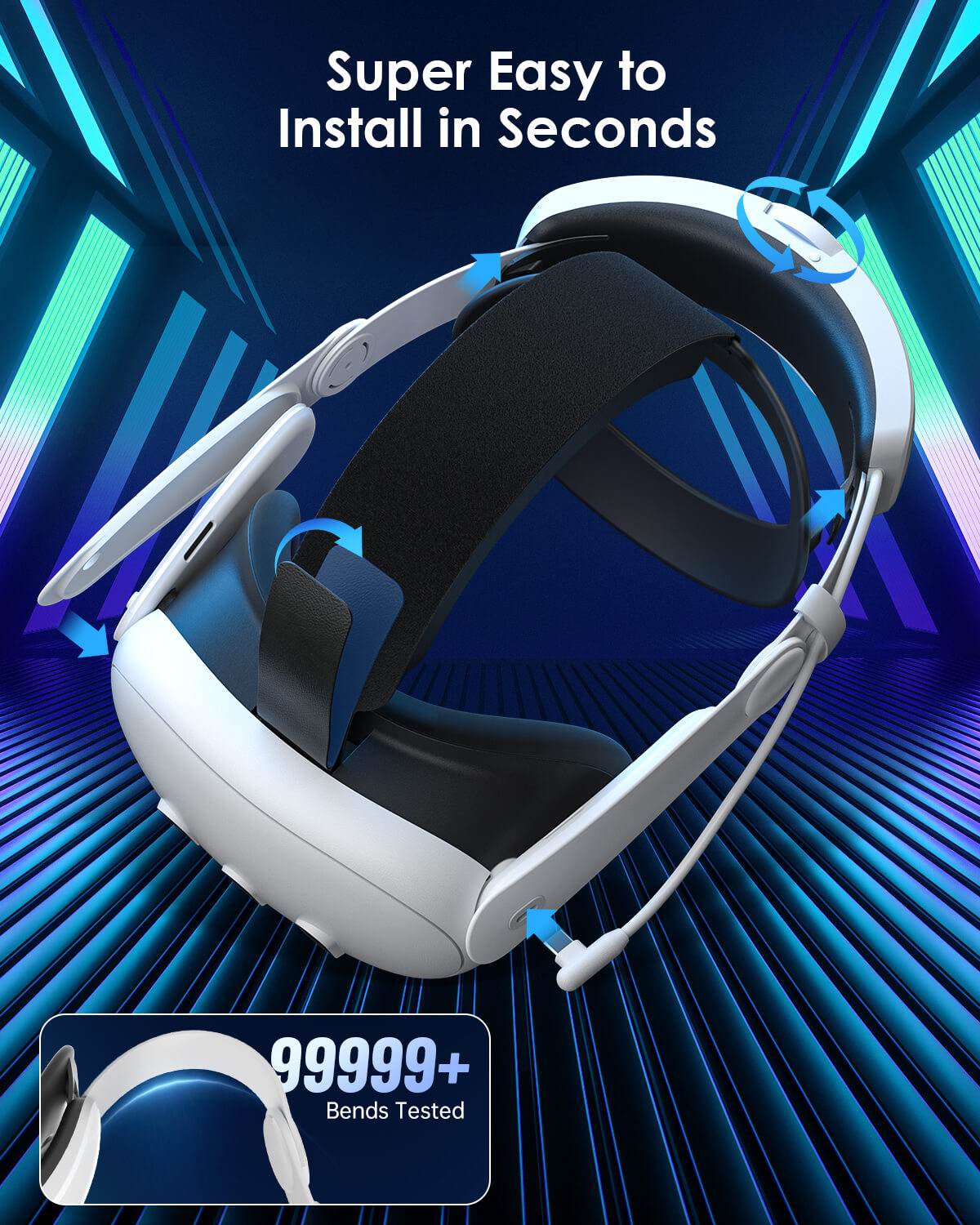 MaeckerVR Elite Head Strap with 6000mAh Battery for Meta Quest 3 - MaeckerVR
