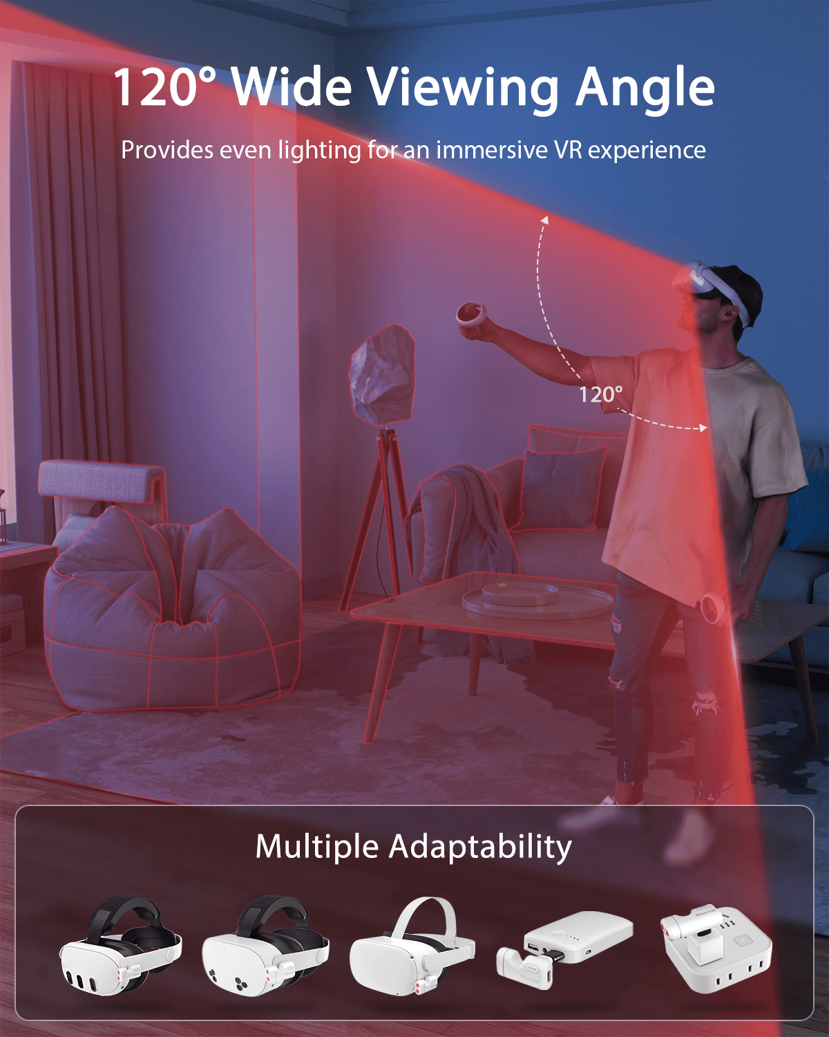120° wide-angle IR light for VR tracking enhancement in low-light environments
