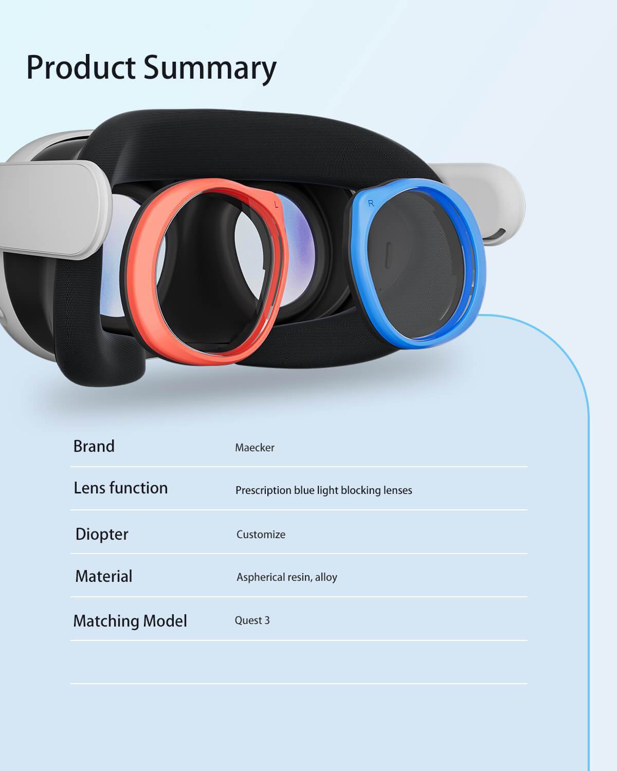 Maecker vr lenses product summary detail information for your meta quest 3