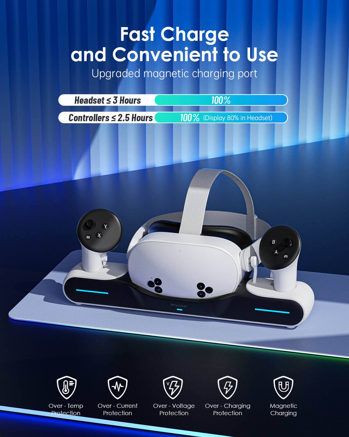 MaeckerVR Charging Dock with Magnetic Charger for Meta Quest 3S - MaeckerVR