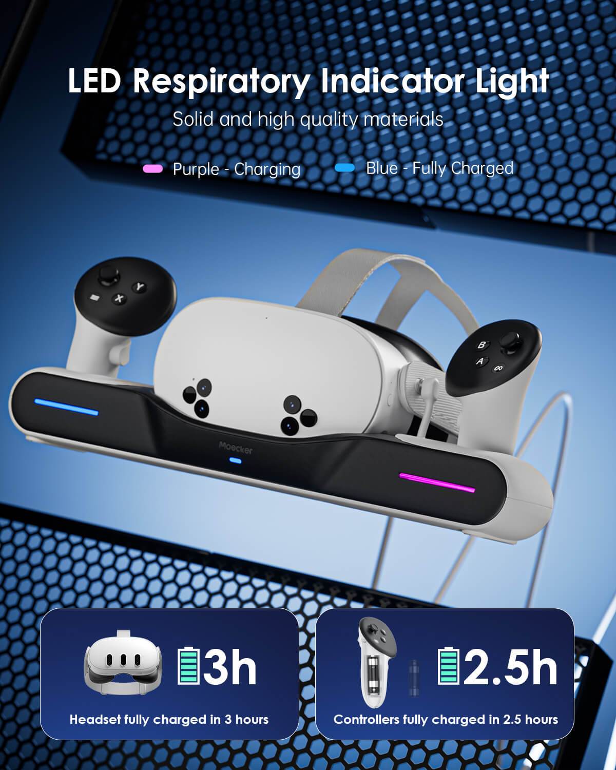 MaeckerVR Charging Dock with Magnetic Charger for Meta Quest 3S - MaeckerVR