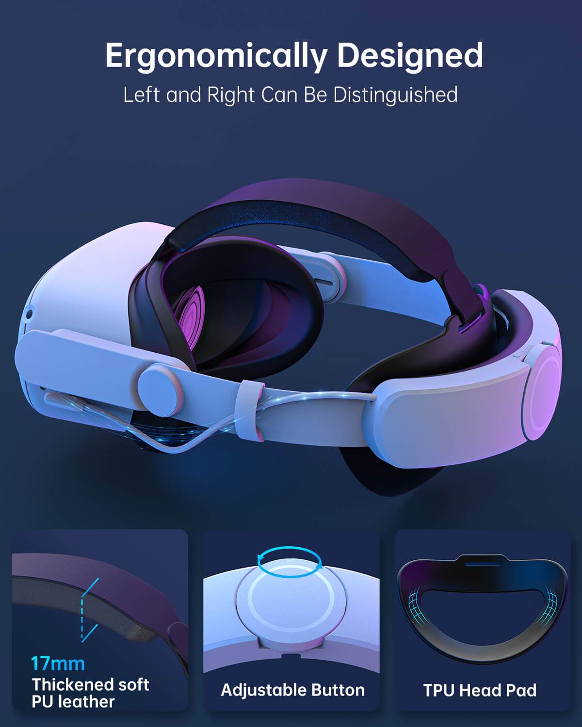 MaeckerVR Elite Head Strap with 6000mAh Battery for Meta Quest 2