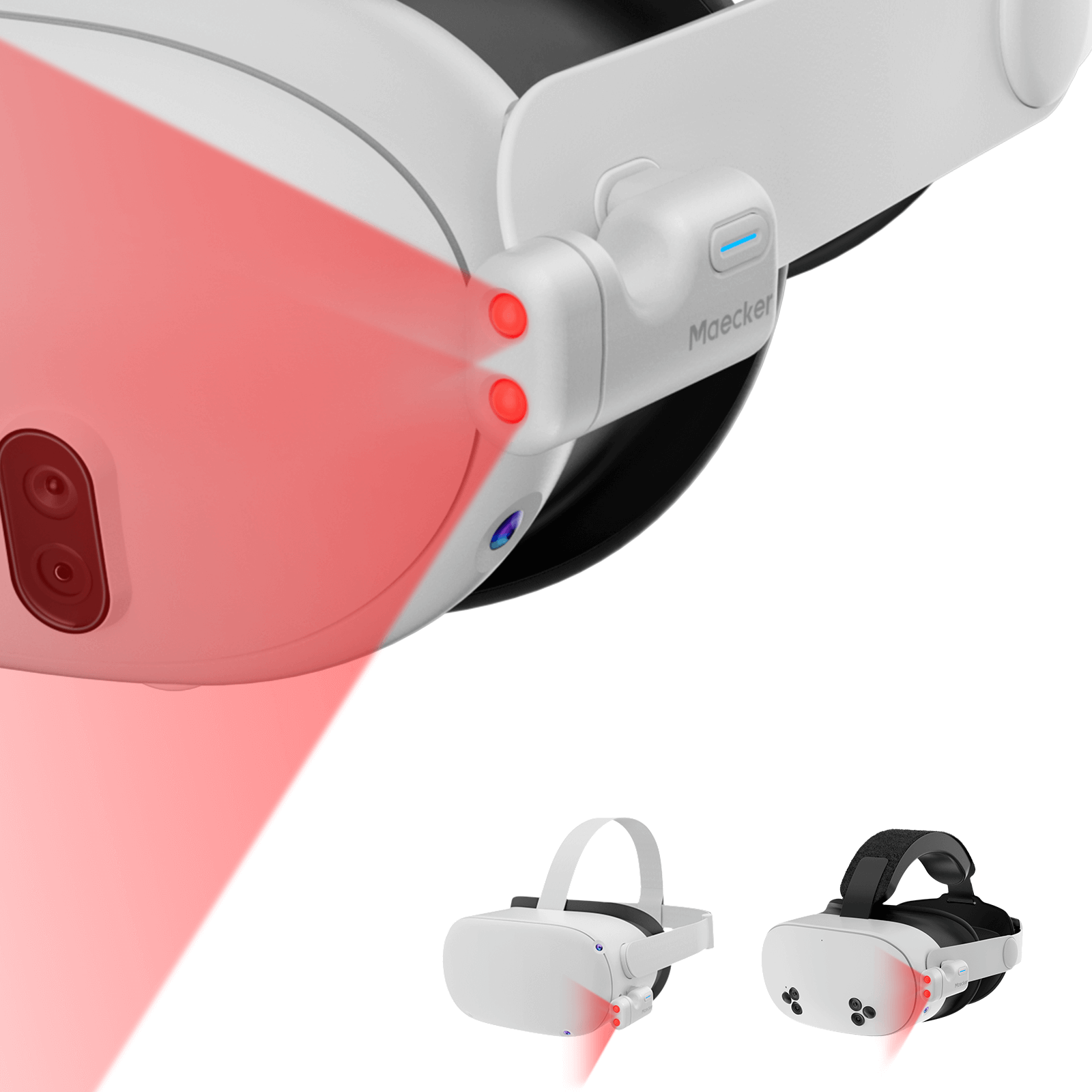 Infrared light for Meta Quest 3, 3S, and 2, improves VR tracking in dark environments.