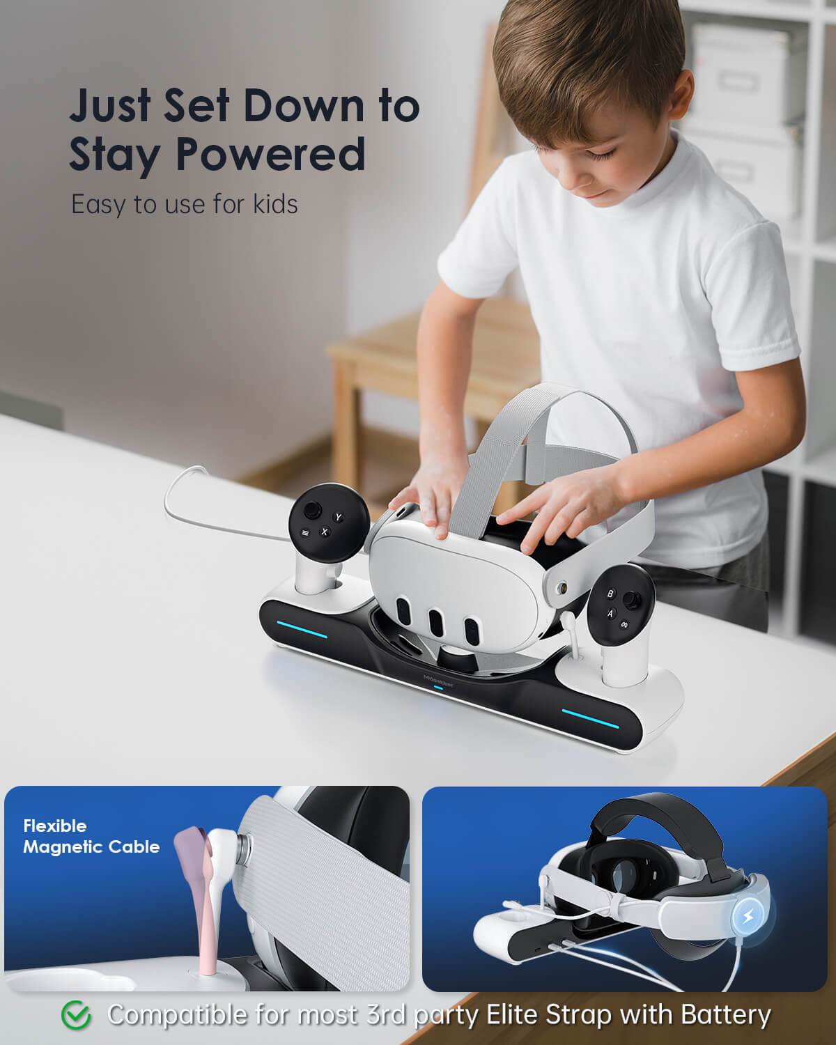 MaeckerVR Charging Station Magnetic Charger for Meta Quest 3