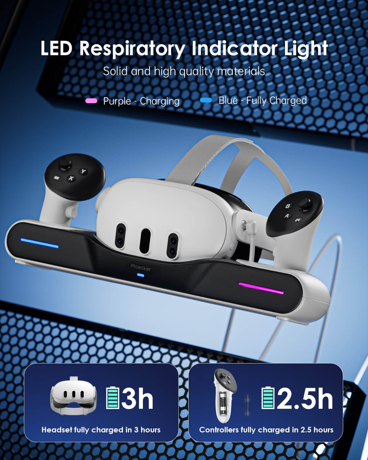 MaeckerVR Charging Station Magnetic Charger for Meta Quest 3